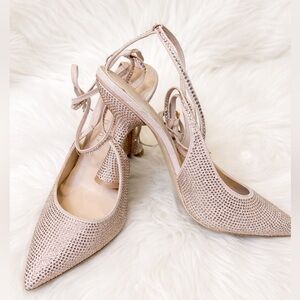 Gianni bini embellished rhinestone ankle wrap pointed toe pumps